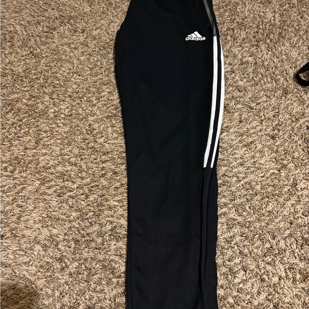 ADIDAS  Black Joggers with White Stripes
Used like new!